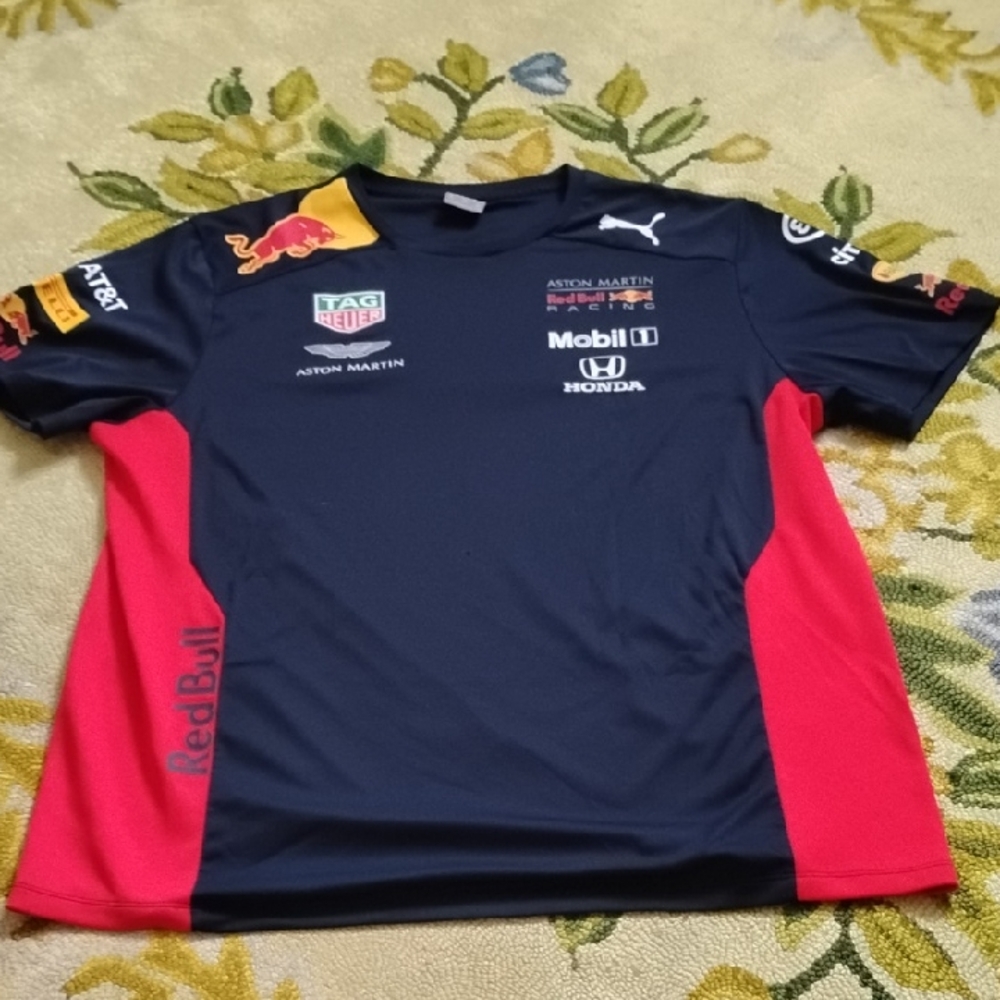 Men's Blue Puma Red Bull Mobil Racing Shirt Honda Tag Heuer Aston Martin At&T